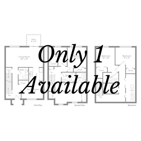 the word only 1 available with a floor plan of a house