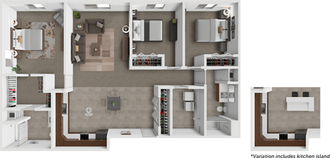 3 bed 2 bath European floor plan at Bison Crossing