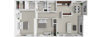 2 bed 1 and a half bath floor plan at village on beavercreek