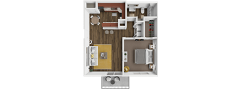 a floor plan of a house with a bedroom and a living room