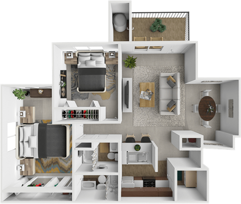 Burwick Farms apartment homes two bedroom floor plan