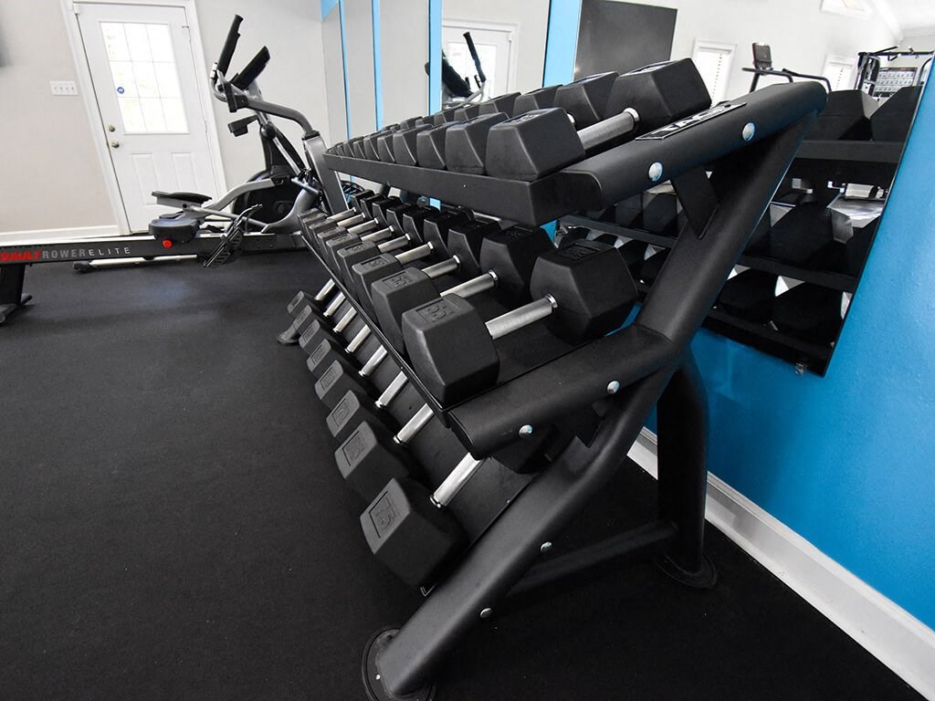 apartment gym with free weights
