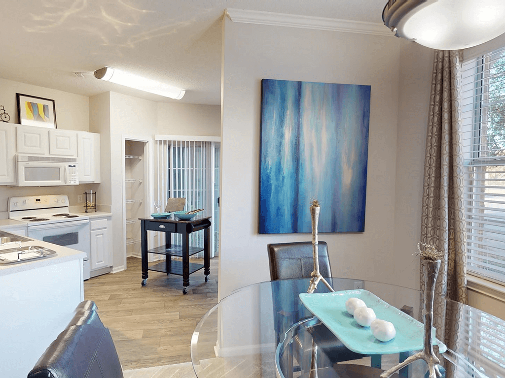 open kitchen and dining room