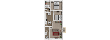 2 bed 1 bath floor plan at Breckenridge Apartments