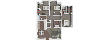 Manhattan 3 bedroom floor plan at Brookfield Apartments