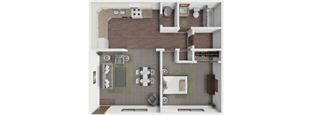Oxford 1 bedroom floor plan at Brookfield Apartments