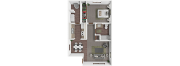 Sheridan 1 bedroom floor plan at Brookfield Apartments