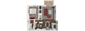 1 bed 1 bath Spruce floor plan at Bavarian Woods