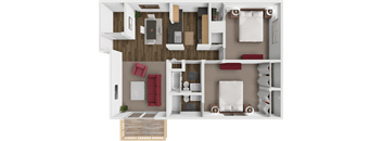 2 bed 2 bath Pine floor plan at Bavarian Woods