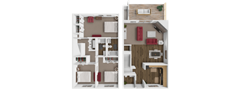 3 bed 2.5 townhome Maple floor plan at Bavarian Woods
