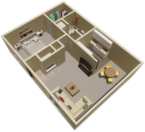 1 bed 1 bath floor plan at fairfield apartments