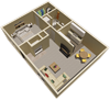 1 bed 1 bath floor plan at fairfield apartments