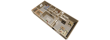 2 bed 2 bath floor plan at fairfield apartments