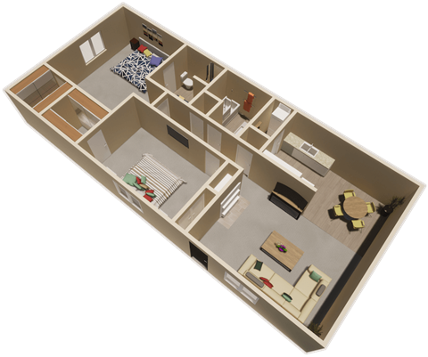 2 bed 2 bath floor plan at fairfield apartments