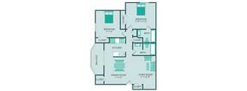 two bedroom two bathroom floorplan at forest park apartments