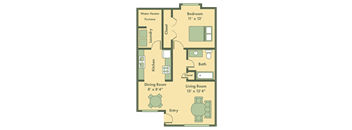 Sheridan 1 bedroom floor plan at Brookfield Apartments