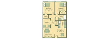 Lexington 2 bedroom floor plan at Brookfield Apartments