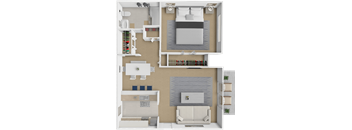 1 bed 1 bath floor plan at Castle Pointe Apartments
