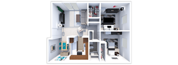 hawthorne 2 bed 1 bath floor plan at forest pointe