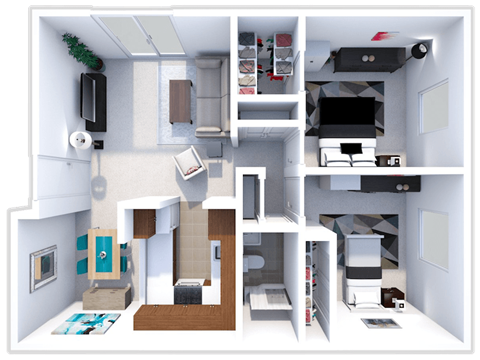 hawthorne 2 bed 1 bath floor plan at forest pointe