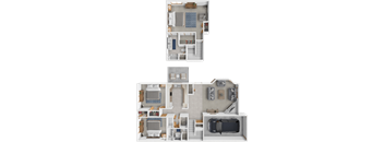 3 bed 2 bath townhome Excelsior floor plan at Crystal Bay