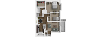 Bradford 2 bedroom floor plan at Crown Colony Apartments