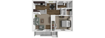 Bristol 1 bedroom floor plan at Crown Colony Apartments
