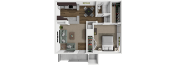 Cambridge 1 bedroom floor plan at Crown Colony Apartments
