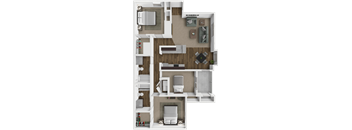 Sheffield 3 bedroom floor plan at Crown Colony Apartments