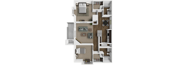 Victoria 2 bedroom floor plan at Crown Colony Apartments