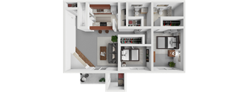 a rendering of a 3d floor plan of a house