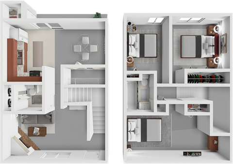 two views of a floor plan of a house