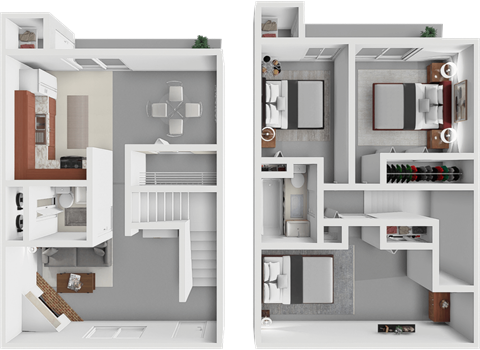 two views of a floor plan of a house