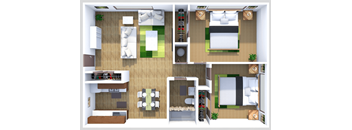 two bedroom one bathroom floor plan at country green apartments