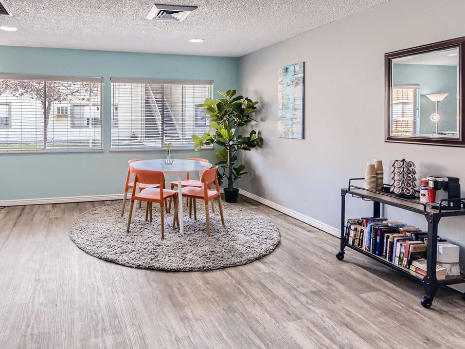 clubhouse area with glass table