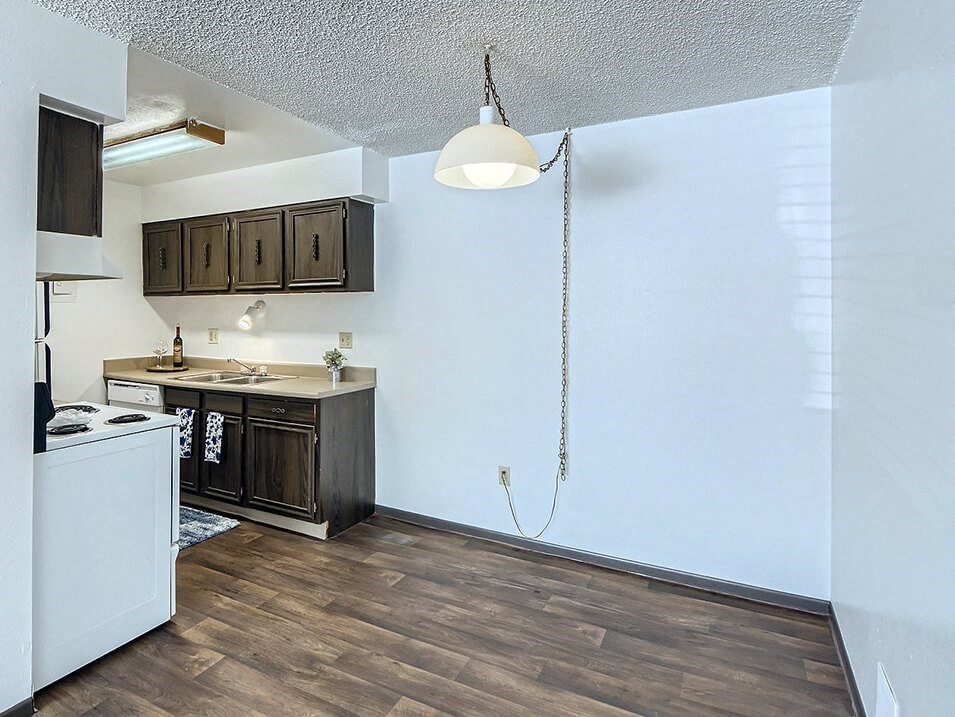 connected dining and kitchen area