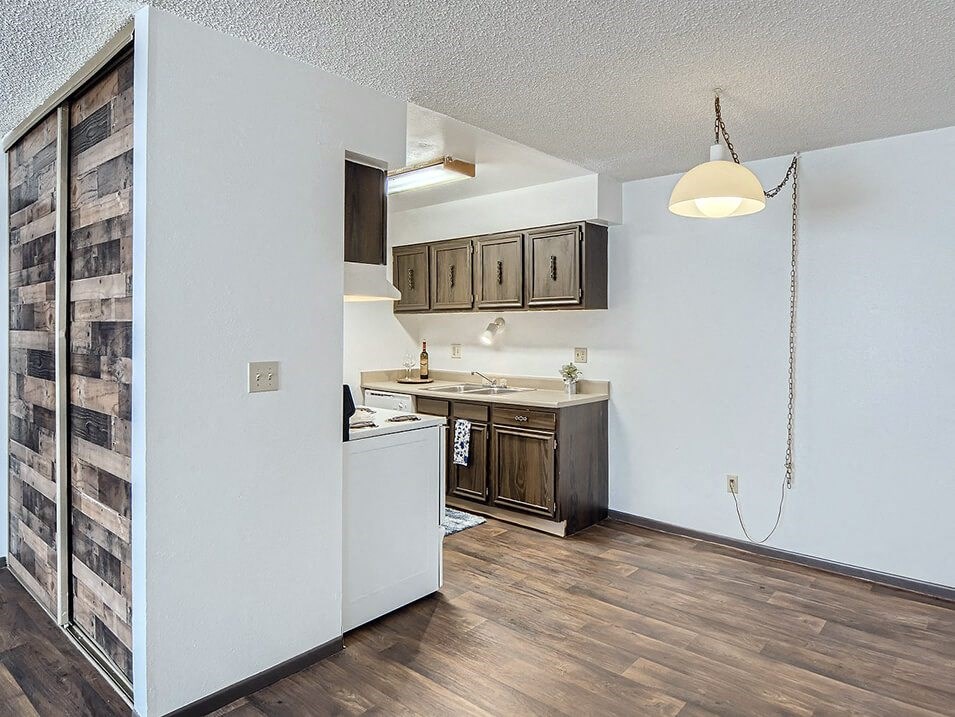 Dining area with overhead light