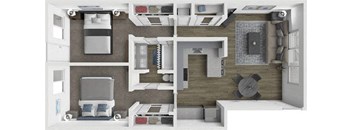 a 1 bedroom floor plan with a bathroom and a living room