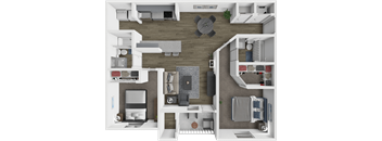 a floor plan of a house with a bedroom and a living room