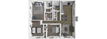 a 3d drawing of a floor plan of a house
