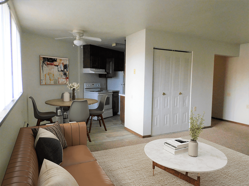 this is a photo of the living room of a 560 square foot, 1 bedroom apartment at