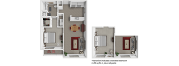 A floor plan of a house with a kitchen, living room, and bathroom.