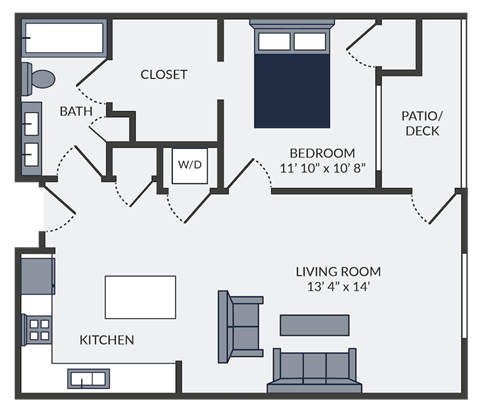 a floor plan of a two bedroom apartment with a bathroom and kitchen