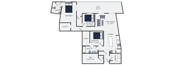 the floor plan of a bedroom apartment with a garage