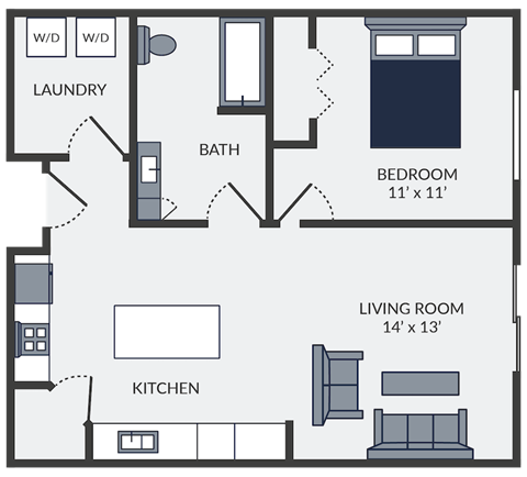 a floor plan of a two bedroom apartment with a bathroom and kitchen