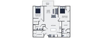 2 bed, 2 bath floor plans for the Commons