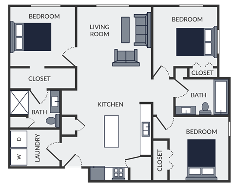 2 bed, 2 bath floor plans for the Landing