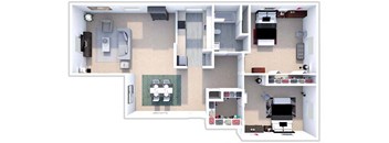 a floor plan of a house with a bedroom and a living room