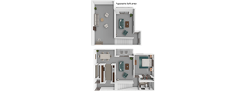 A diagram shows the layout of an apartment with two bedrooms, a living room, a kitchen, and a bathroom.