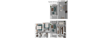 A diagram shows two different layouts for a loft apartment.